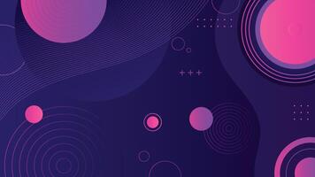 Vibrant abstract background featuring circular shapes curved lines and gradient colors in pink and purple tones perfect for creative digital design projects vector