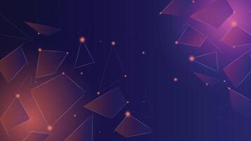 Abstract dark background featuring glowing gradient polygons and light dots in a deep blue and purple theme ideal for tech designs and modern interfaces vector