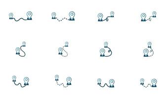 Flat Route and Destination Icons for Digital Maps vector