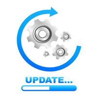 System update icon with gears and progress bar in flat style. illustration vector