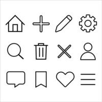 Minimalistic Linear Icons for Interfaces. Illustration vector