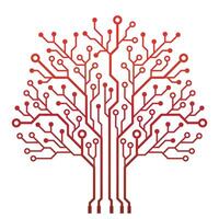 Creative Modern Circuit Board Technology Tree Design on White Background. vector