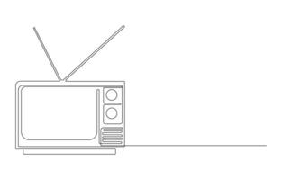 Line drawing of a retro television with antenna, Simple Line Drawing of a Retro CRT Television vector