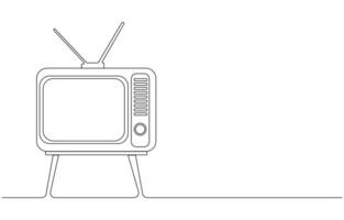 Line drawing of a retro television with antenna vector