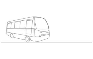 Continuous Line Drawing of a Minibus vector