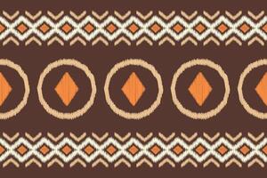 Ikat pattern brown background color geometric pattern decor motif art. vector