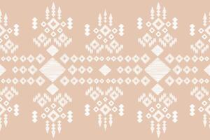 Ethnic pattern geometric design ikat brown cream background color. vector