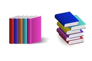 Colorful Stack and Row of Books. vector