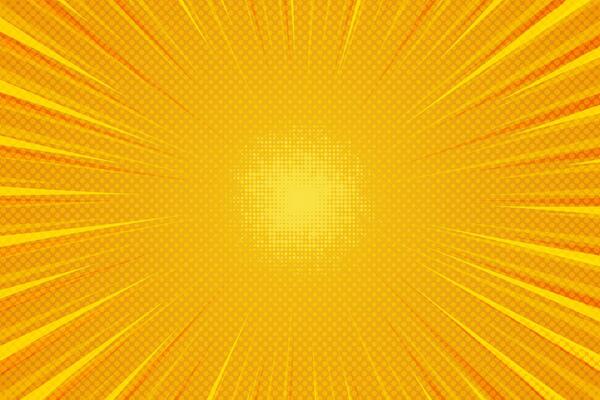 Orange Comic Book Background with Halftone and Rays.