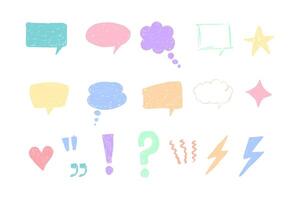 Bubble Speech Scribble Hand Drawn Pastel Colors Template. Isolated Background. vector