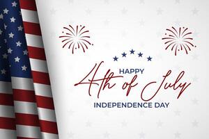 Happy 4th of July US Independence Day Banner Background With Flag And Fireworks. vector