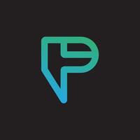 A modern logo featuring a stylized letter P or an abstract chat bubble shape, rendered in a vibrant green to blue gradient, conveying communication or a distinct identity. vector