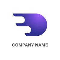 A modern abstract logo featuring a fluid, teardrop-shaped form in a purple gradient with two speed lines trailing from its left side, conveying motion, speed, or digital acceleration. vector