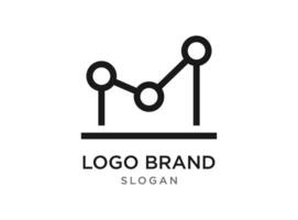 A minimalist black line chart icon with three data points, illustrating trends, analytics, or growth visually. vector