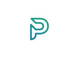 A sleek, modern logo featuring a stylized letter P with a blue to green gradient outline, creating a sense of forward motion or return. vector