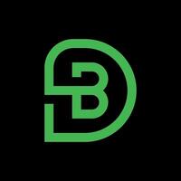 A bold green outline logo featuring the stylized and intertwined letters B and D, forming a unique and modern symbol of connection or partnership. vector