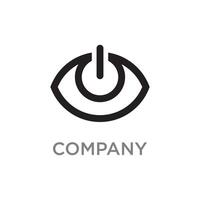 A clean black outline icon combining the shape of an eye with a power symbol, suggesting concepts of visibility, control, or monitoring. vector