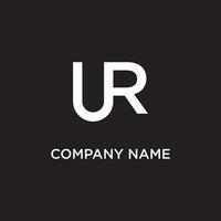 A bold white logo featuring the stylized letters UR intertwined, creating a modern and unique emblem on a dark background. vector