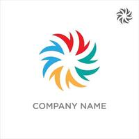 A vibrant abstract logo composed of multiple colored, stylized blades arranged in a circular, pinwheel-like pattern, suggesting motion, diversity, or collaboration. vector