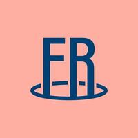 A bold blue logo featuring the stylized, stacked letters F and R, enclosed by an elliptical shape at the base, resembling a top hat. vector