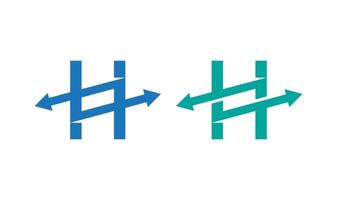 A modern blue logo featuring a stylized letter H with a diagonal arrow passing through it from left to right, representing data exchange, connectivity, or forward movement. vector