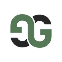 A bold logo featuring two stylized, interconnected letter G shapes, one in dark green and the other in black, forming a continuous and modern design. vector