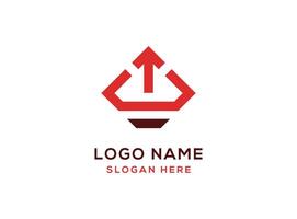 A striking logo with a bold red upward-pointing arrow integrated into a geometric shape, suggesting progress and elevation. vector