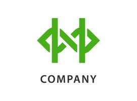 An abstract, symmetrical logo featuring a bold, vibrant green design on a white background. vector