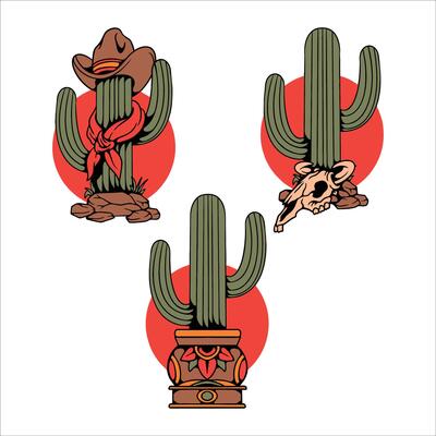cactus tattoo flash design
