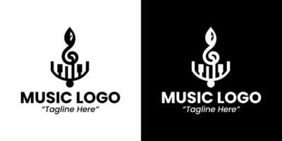 Minimalist Music Logo Featuring a Combination of Notes and Key Elements vector