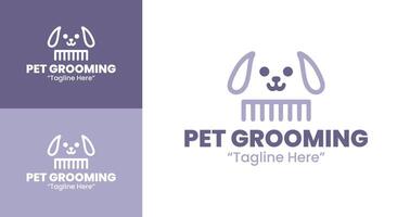Modern Pet Grooming Service Logos with Friendly Animal Designs vector