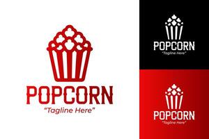 Minimalist Popcorn Logo Design for Food Business with Red and White Colors vector