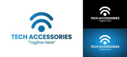 Professional Tech Accessories Branding Logo with Wireless Connection Concept vector