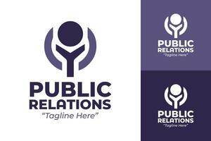 Dynamic Public Relations Logo with Purple and White Circular Design for Branding vector