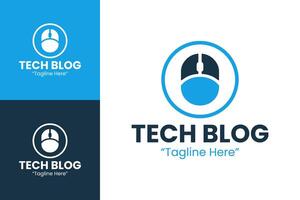 Unique and Clean Tech Blog Logo Design for Technology Blogs and Digital Media Platforms vector