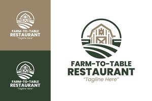 Contemporary Farm-to-Table Restaurant Branding with Elegant Barn and Field Elements vector