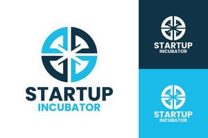 Clean and Modern Startup Incubator Logos in Blue and Black with Dynamic Branding vector