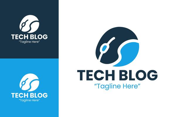 Sleek Tech Blog Logo Designs for Digital Branding and Technology News Websites in Blue