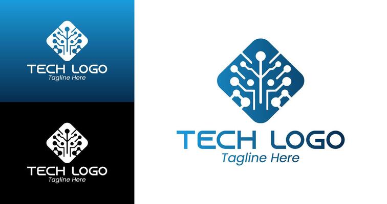 Dynamic and Stylish Tech Logo with Circuit Lines and Energy Power Symbol
