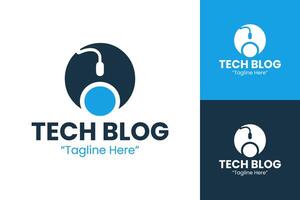 Modern and Professional Tech Blog Logos with Clean and Minimalist Design in Blue and Black vector