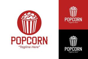 Modern Popcorn Logo Design in Red and White for Branding and Business vector