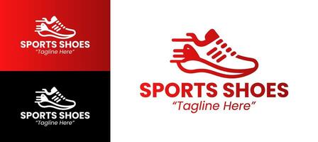 Stylish Red Sports Shoes Logo with Speed and Motion Design for Business Branding vector