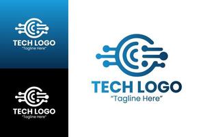 Innovative Tech Logo Design with Circuitry and Blue Color Palette vector