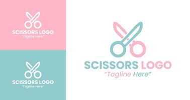 Elegant Scissors Logo Design with Soft Pink and Blue for Professional Branding vector
