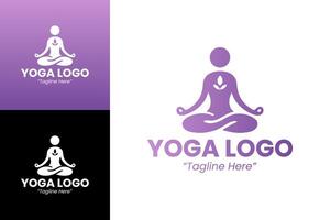 Serene Yoga Logo with Lotus and Meditative Vibe in Purple vector