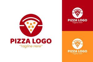 Professional Pizza Logo Design in Red and Yellow with Pizza Slice for Branding vector