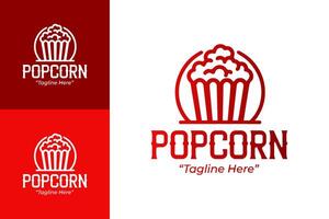 Creative Popcorn Logo with Red and White Colors for Food Business Branding vector