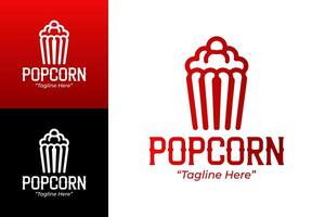 Customizable Popcorn Logo in Red and White for Fast Food and Movie Branding vector