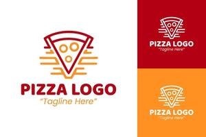 Creative Pizza Slice Logo Design in Red and Orange for Fast Food Branding vector