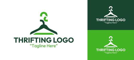 Modern Green Hanger Logo Design for Thrifting Store with Minimalist Style and Clean Layout vector